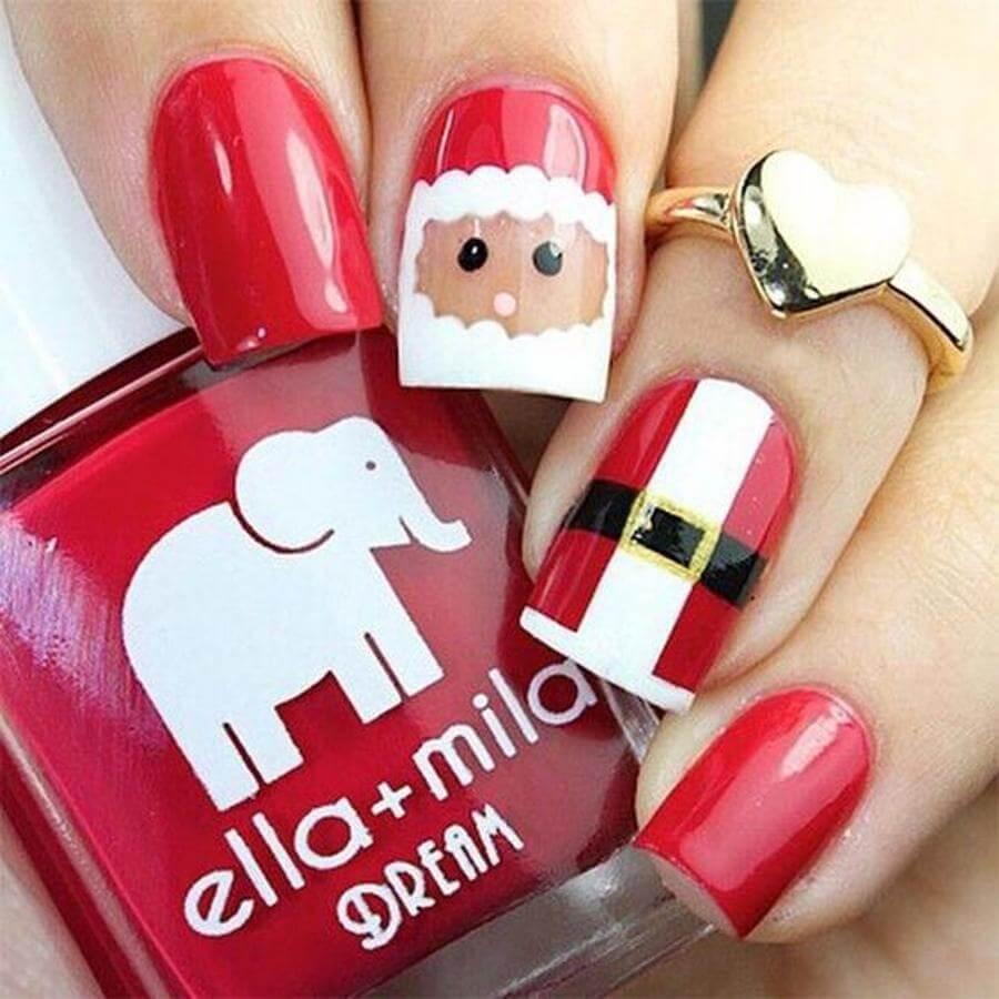 ongles de noël simple papa noel