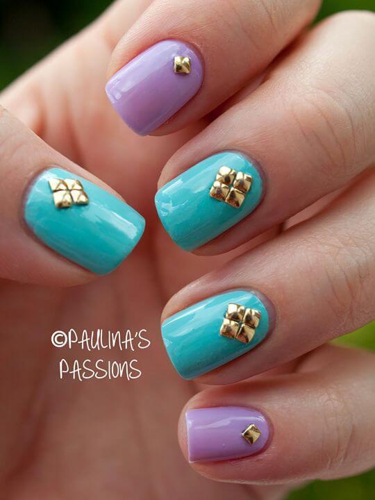 Plus de 80 motifs d'ongles décorés en bleu clair 25