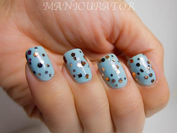 Plus de 80 motifs d'ongles décorés en bleu clair 40