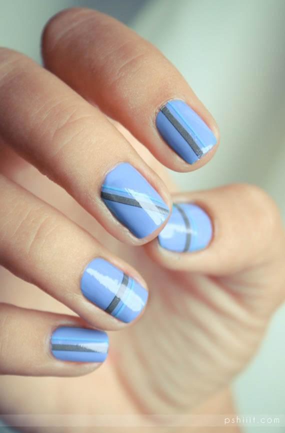 Plus de 80 motifs de ongles décorés en bleu clair 41