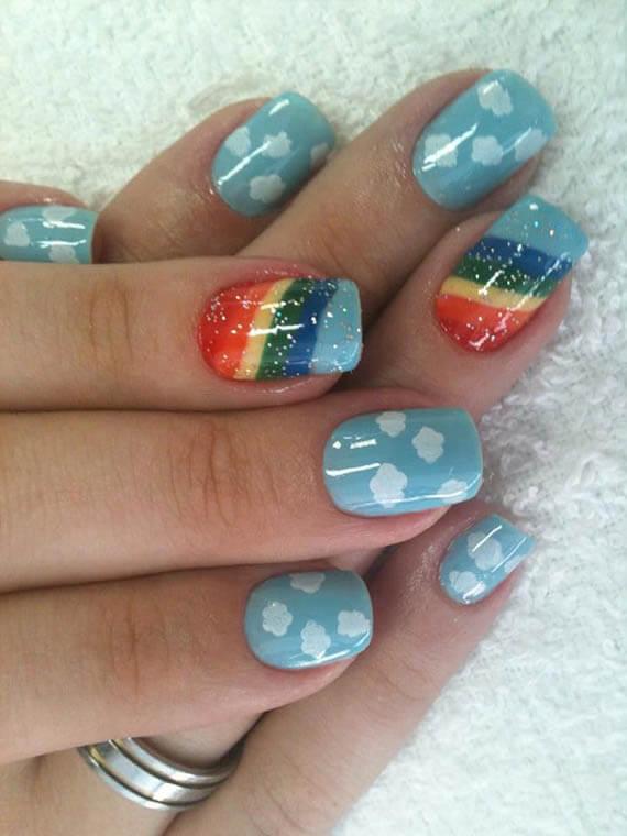 Plus de 80 motifs d'ongles décorés en bleu clair 57