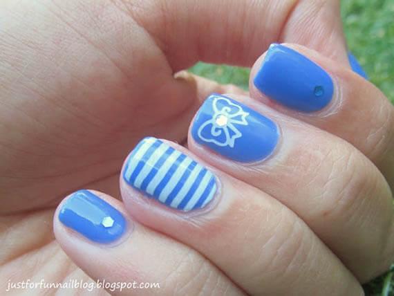 Plus de 80 motifs d'ongles décorés en bleu clair 21