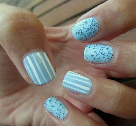 Plus de 80 motifs de ongles décorés en bleu clair 24