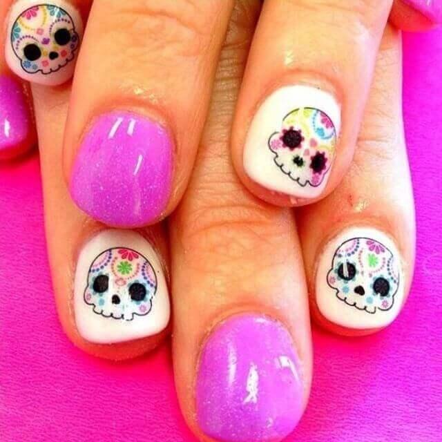 ongles catrina crâne mexicain