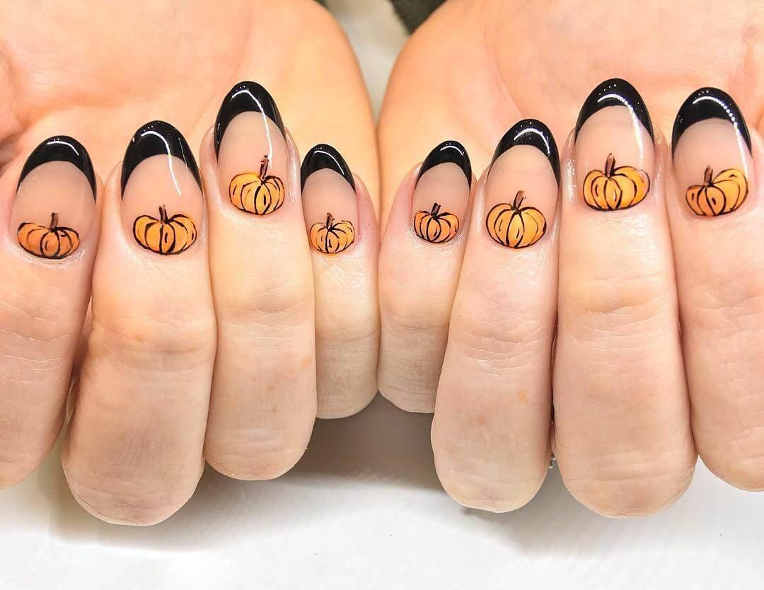 ongles de citrouille d'halloween