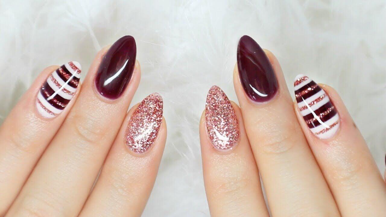 ongles couleur vin décorés