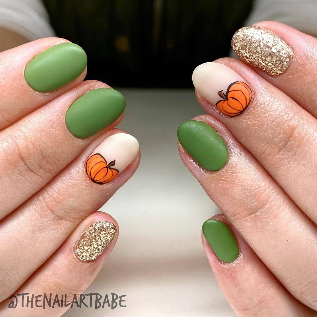 ongles de citrouille halloween