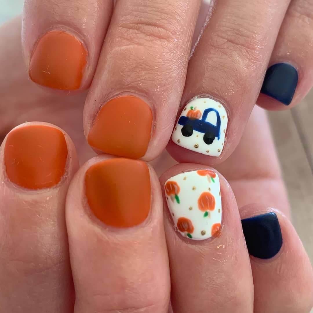 ongles de citrouille pour halowen