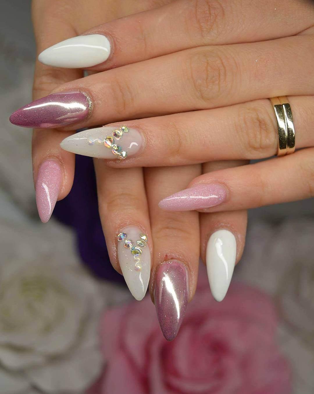 ongles de mariage en amande