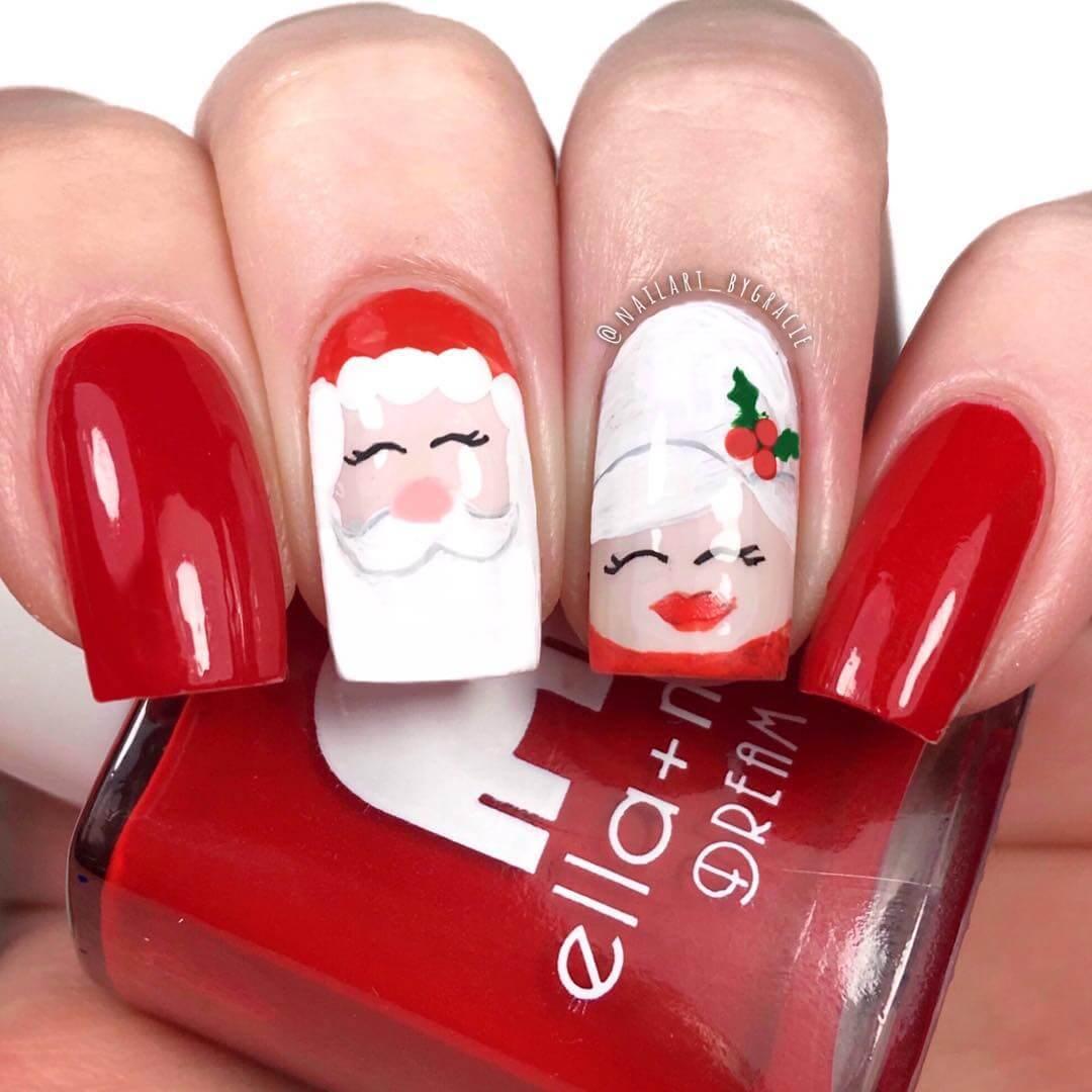 ongles de noël du père noël