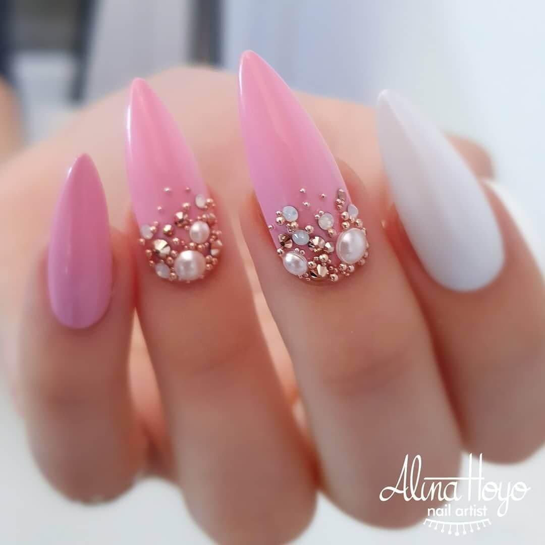 ongles de strass pour la mariée