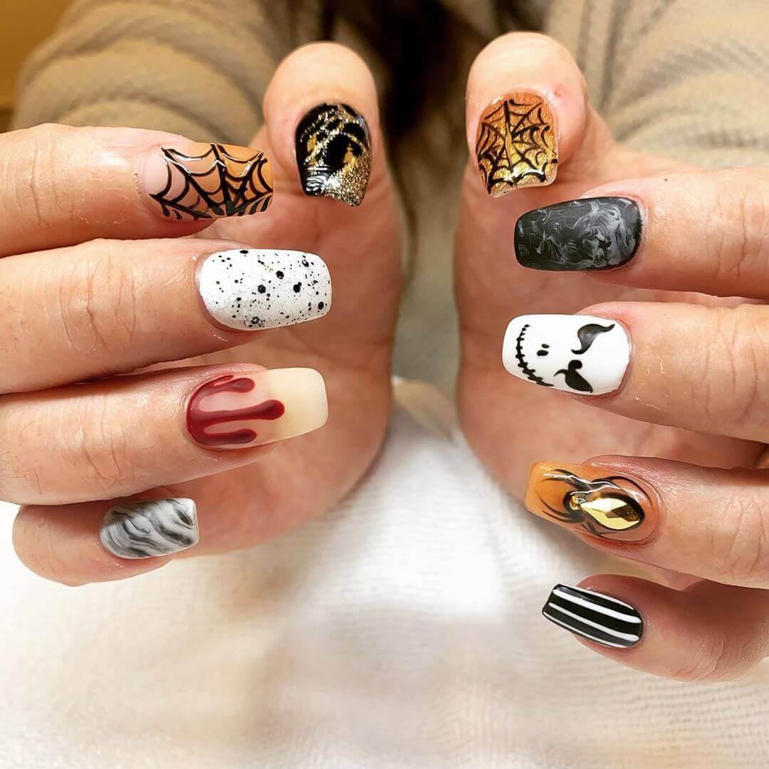 ongles d'halloween en acrylique