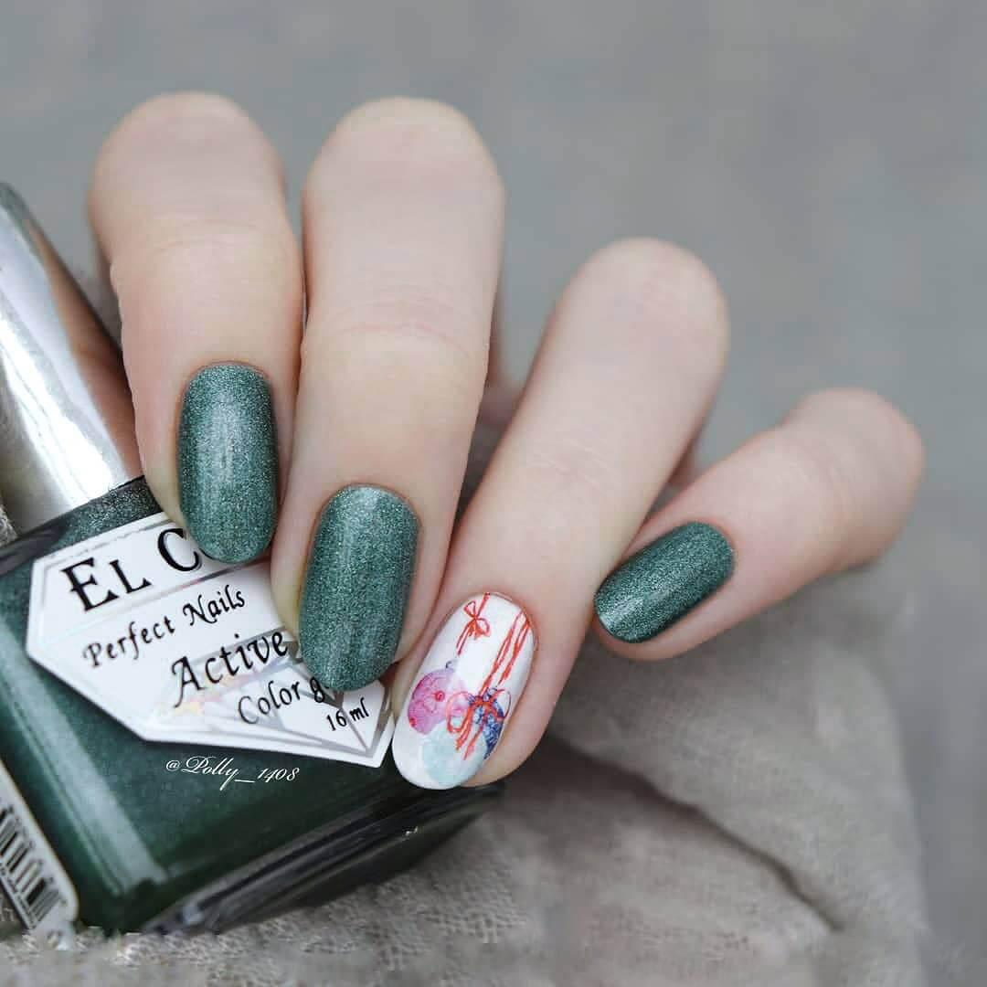 ongles élégants vert de noël