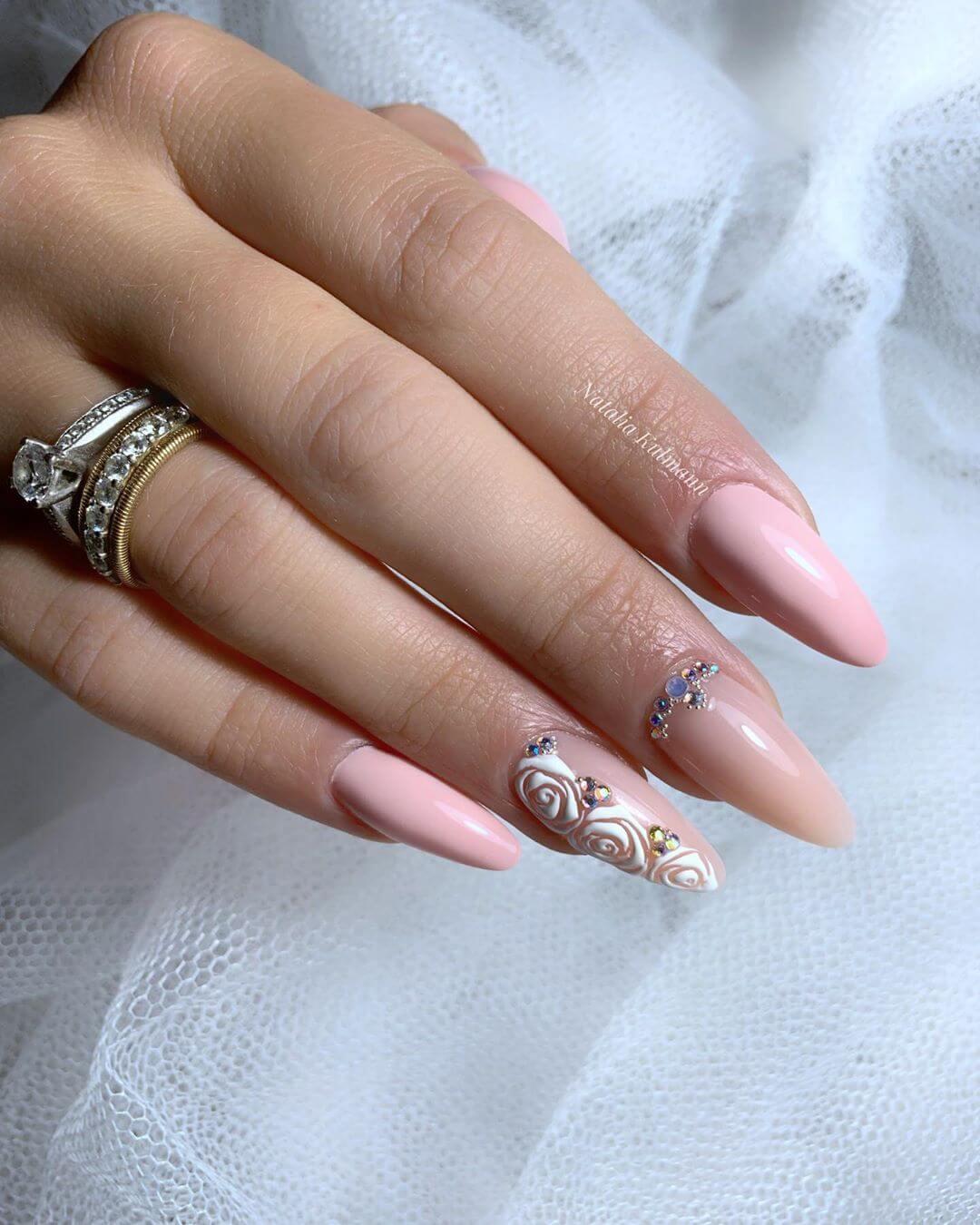 ongles en acrylique pour la mariée