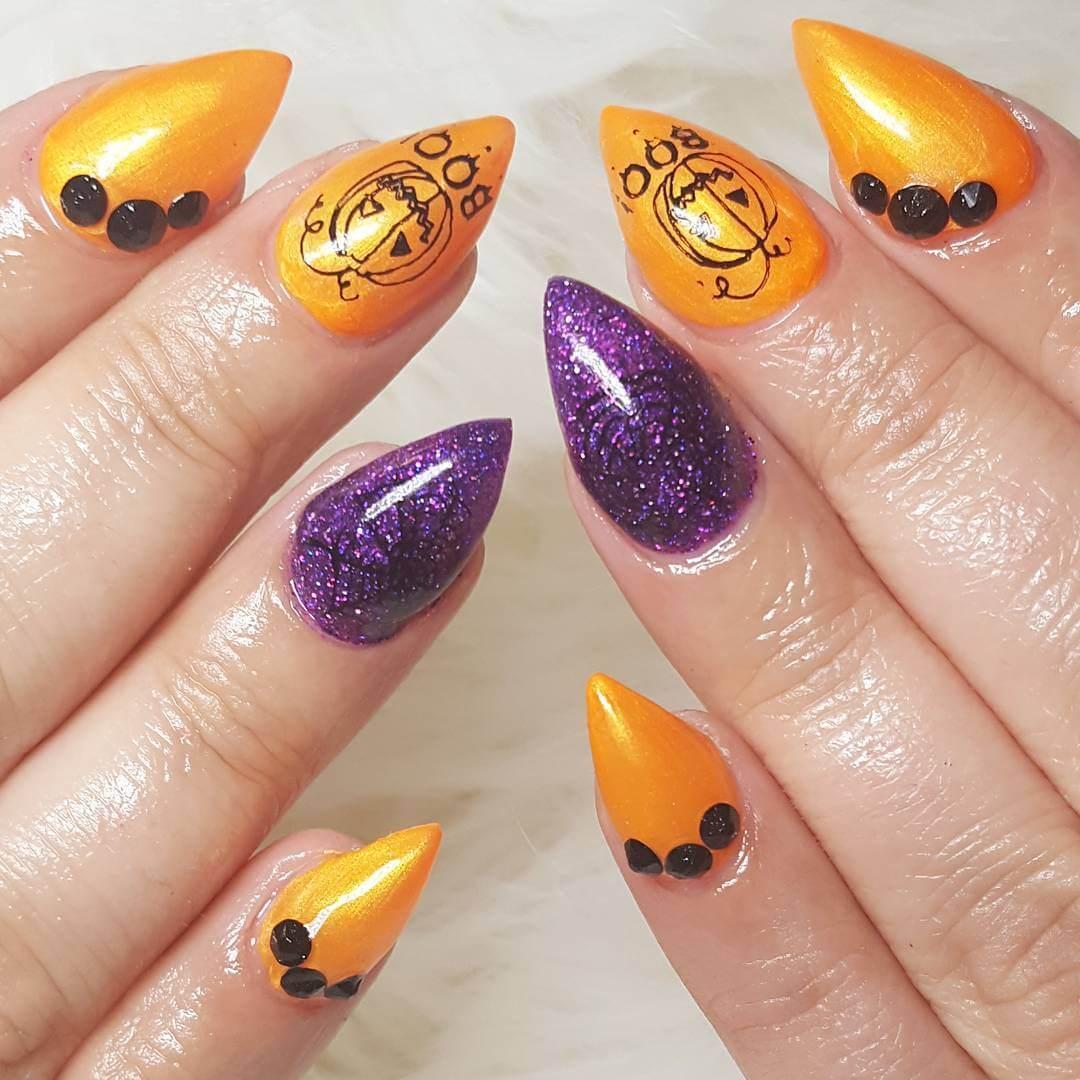 ongles orange pour l'halloween