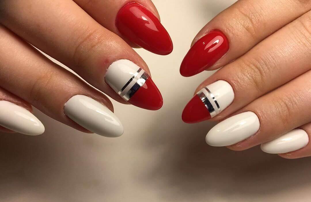 Ongles rouges avec argent