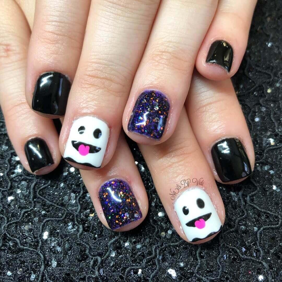ongles simples pour l'halloween fantôme