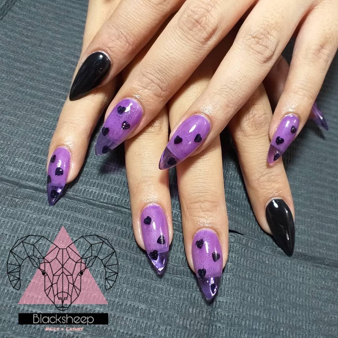 ongles violet sorcière halloween