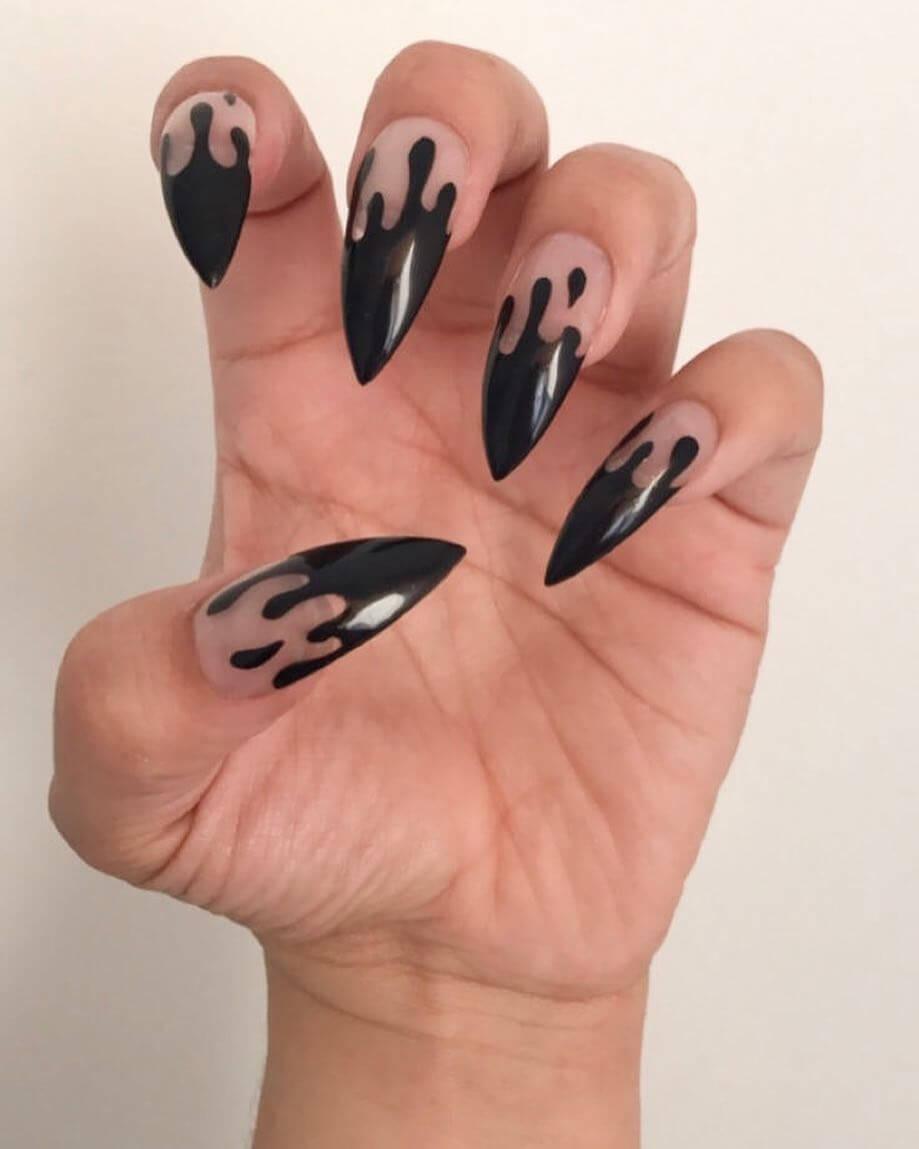 ongles noirs d'halloween